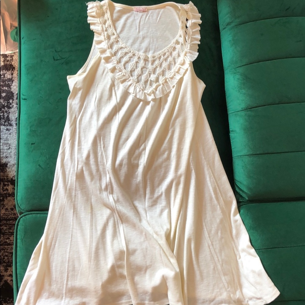 White Crochet Neck Dress